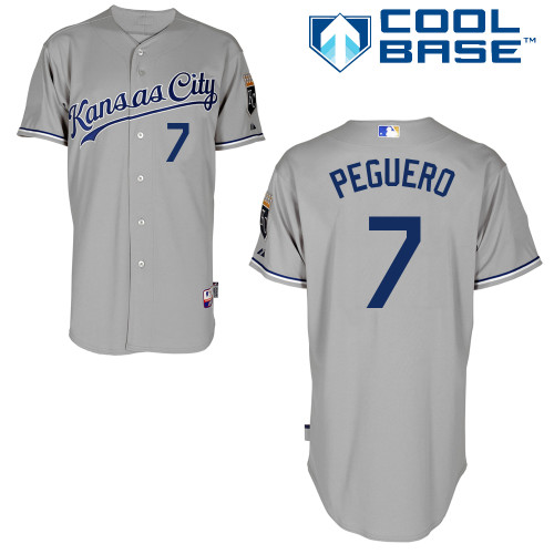 Carlos Peguero #7 MLB Jersey-Kansas City Royals Men's Authentic Road Gray Cool Base Baseball Jersey